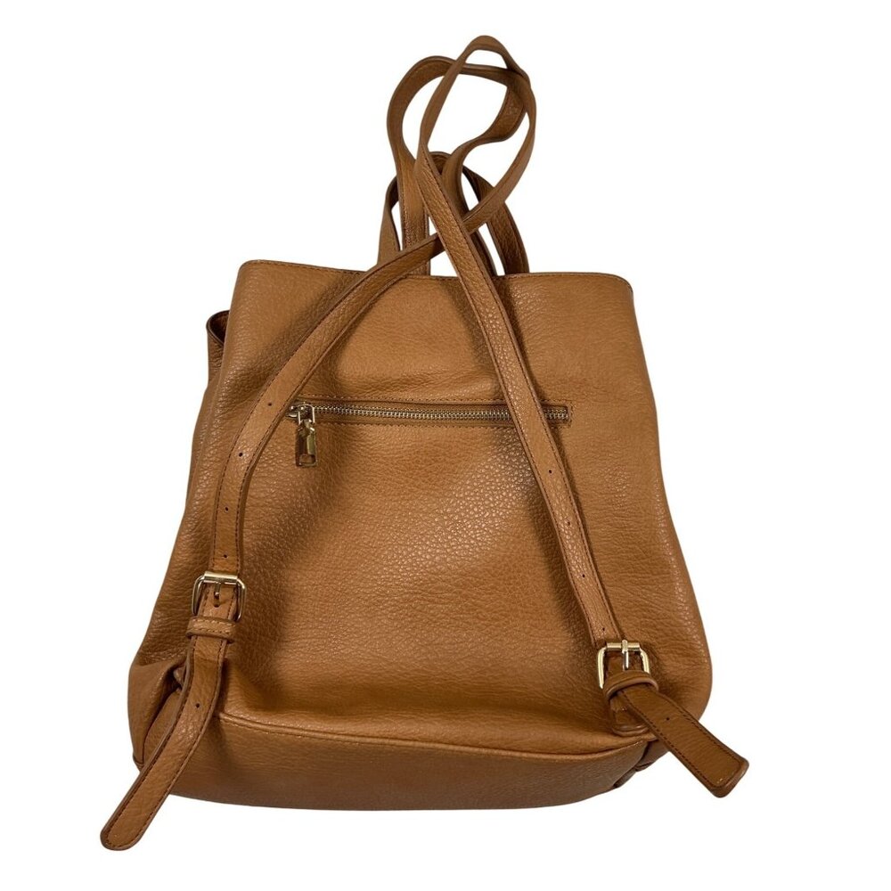 Moda Luxe | Brown Faux Leather Backpack – Distressed Vintage-Style Daypack - Picture 2 of 8